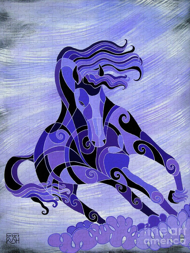 Purple Horse Jigsaw Puzzle featuring the painting Living Life at Full Tilt by Barbara Rush