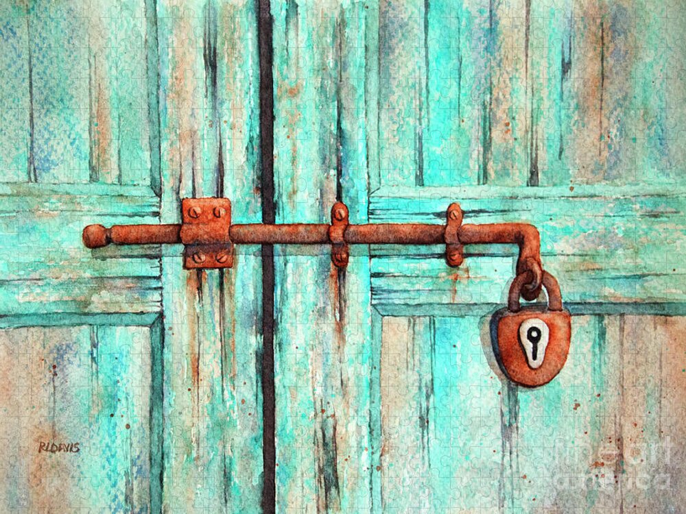 Lock Jigsaw Puzzle featuring the painting Lock and Key by Rebecca Davis