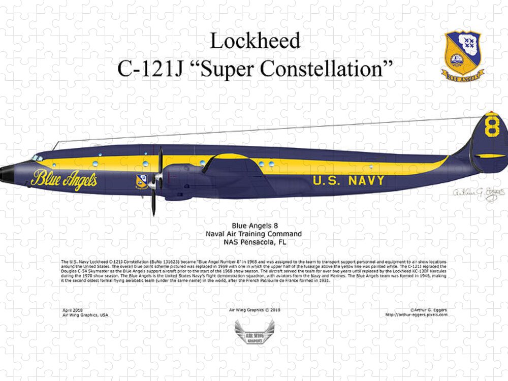 Lockheed Jigsaw Puzzle featuring the digital art Lockheed C-121J Super Constellation by Arthur Eggers
