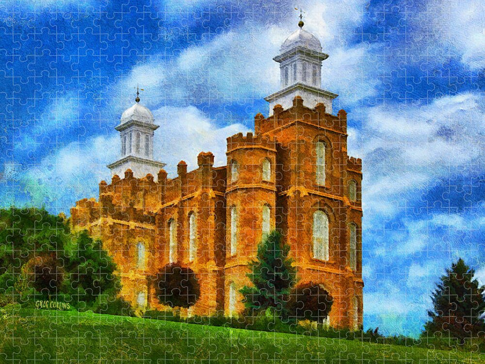 Temple Jigsaw Puzzle featuring the painting Logan Temple 2 by Greg Collins