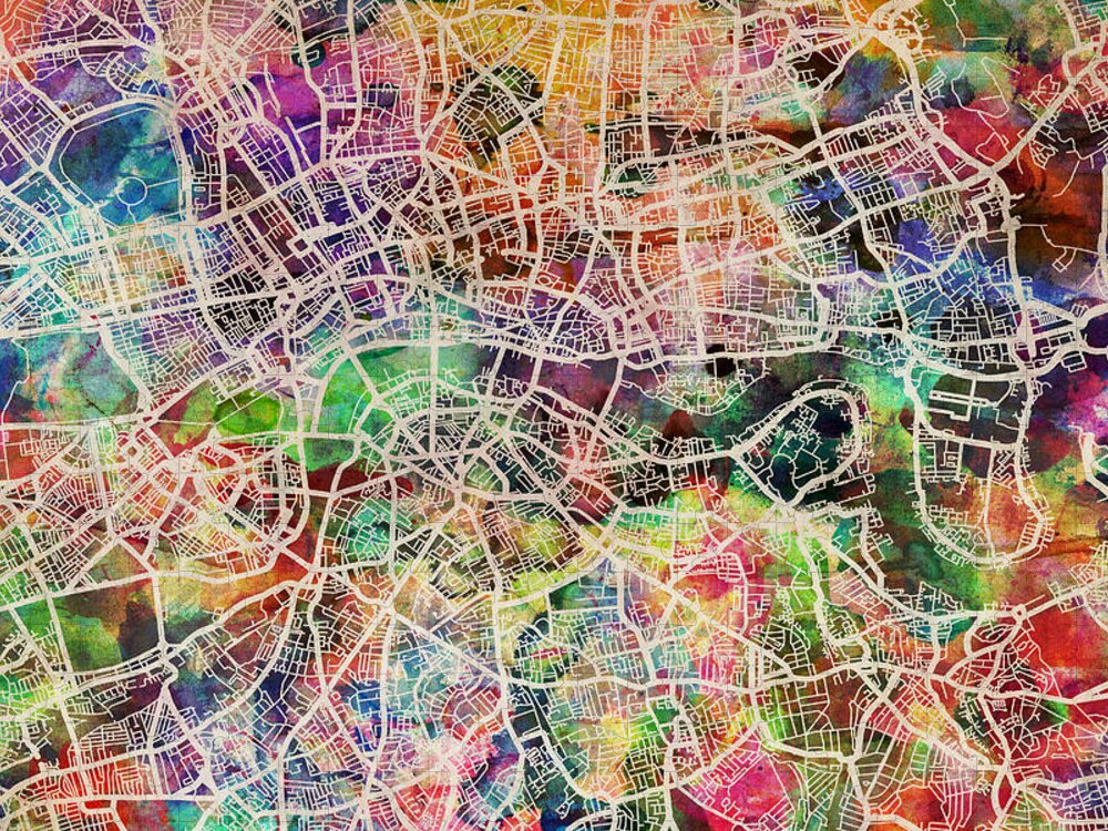 London Puzzle featuring the digital art London Map Art Watercolor by Michael Tompsett