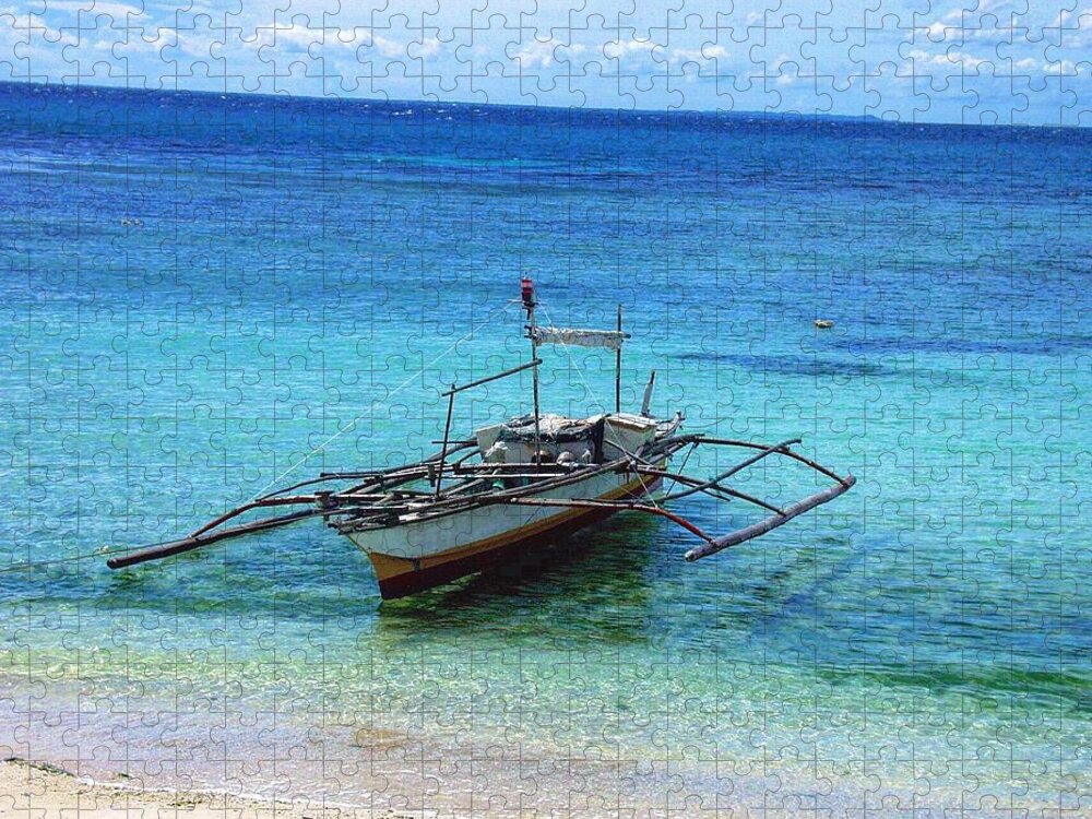 Philippines Jigsaw Puzzle featuring the photograph Lonely Boat by Sumoflam Photography
