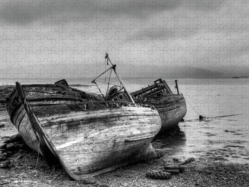 Isle Of Mull Jigsaw Puzzle featuring the photograph Lonely fishing boats by Michalakis Ppalis