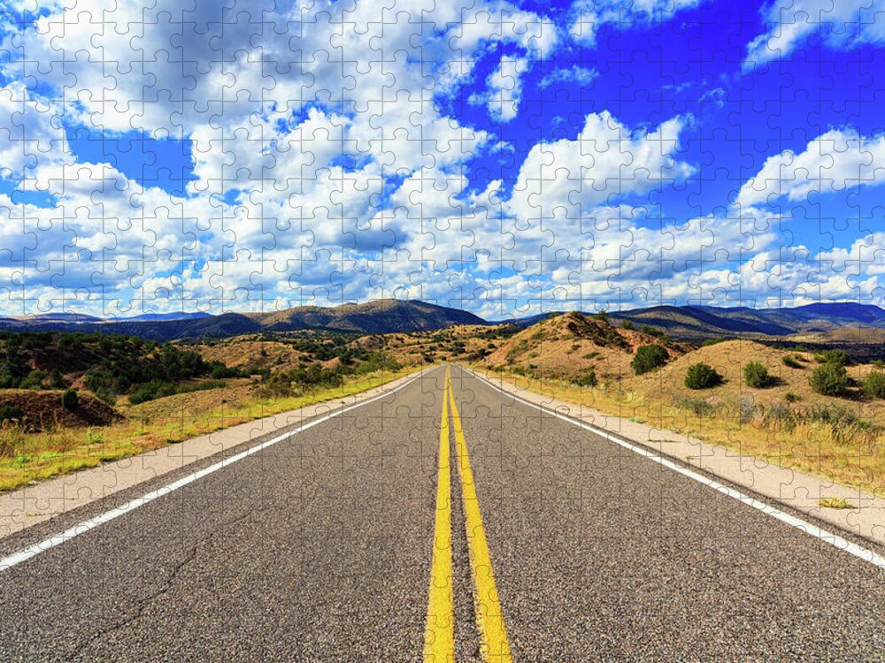 Gila National Forest Jigsaw Puzzle featuring the photograph Lonely New Mexico Highway by Raul Rodriguez