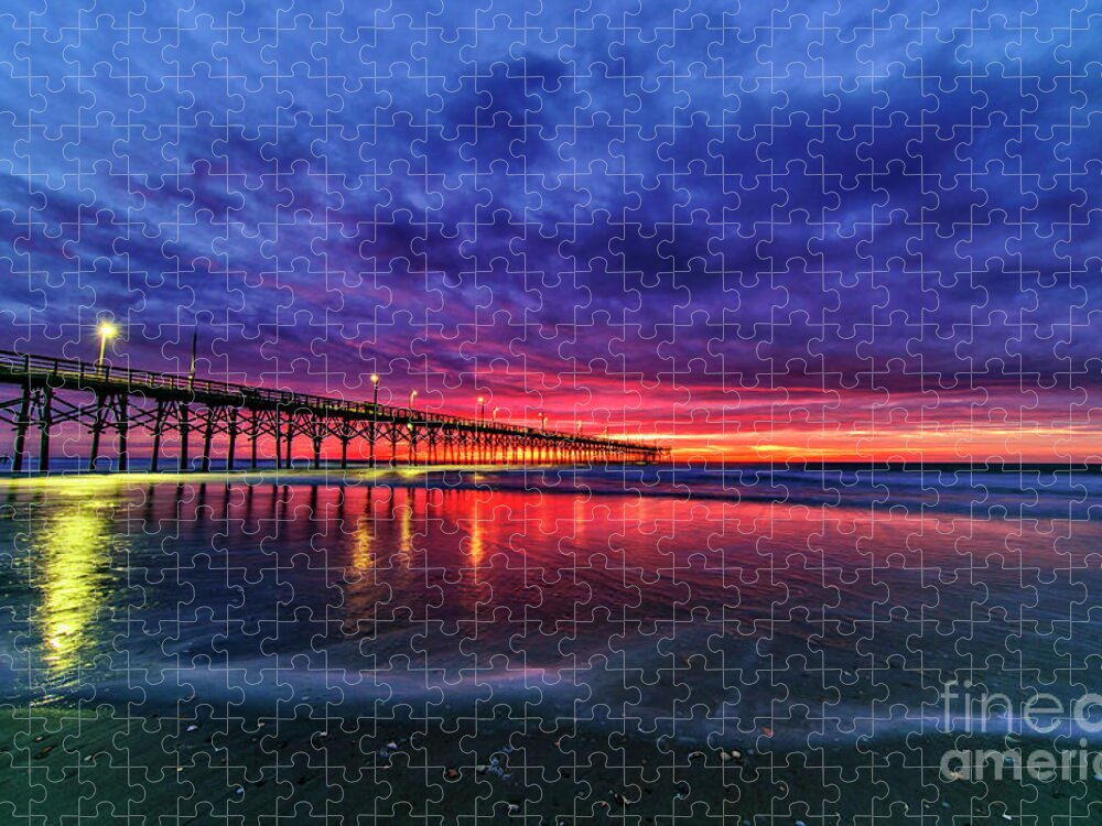 Surf City Jigsaw Puzzle featuring the photograph Long Pier by DJA Images