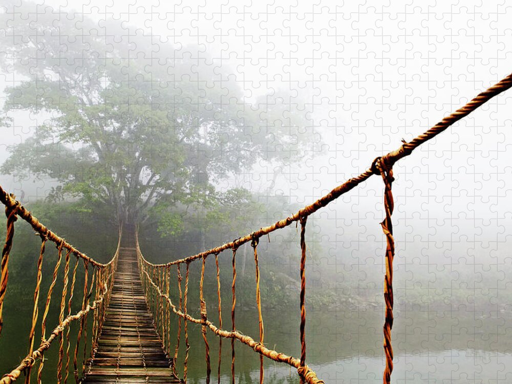Jungle Journey Jigsaw Puzzle featuring the photograph Long Rope Bridge by Skip Nall