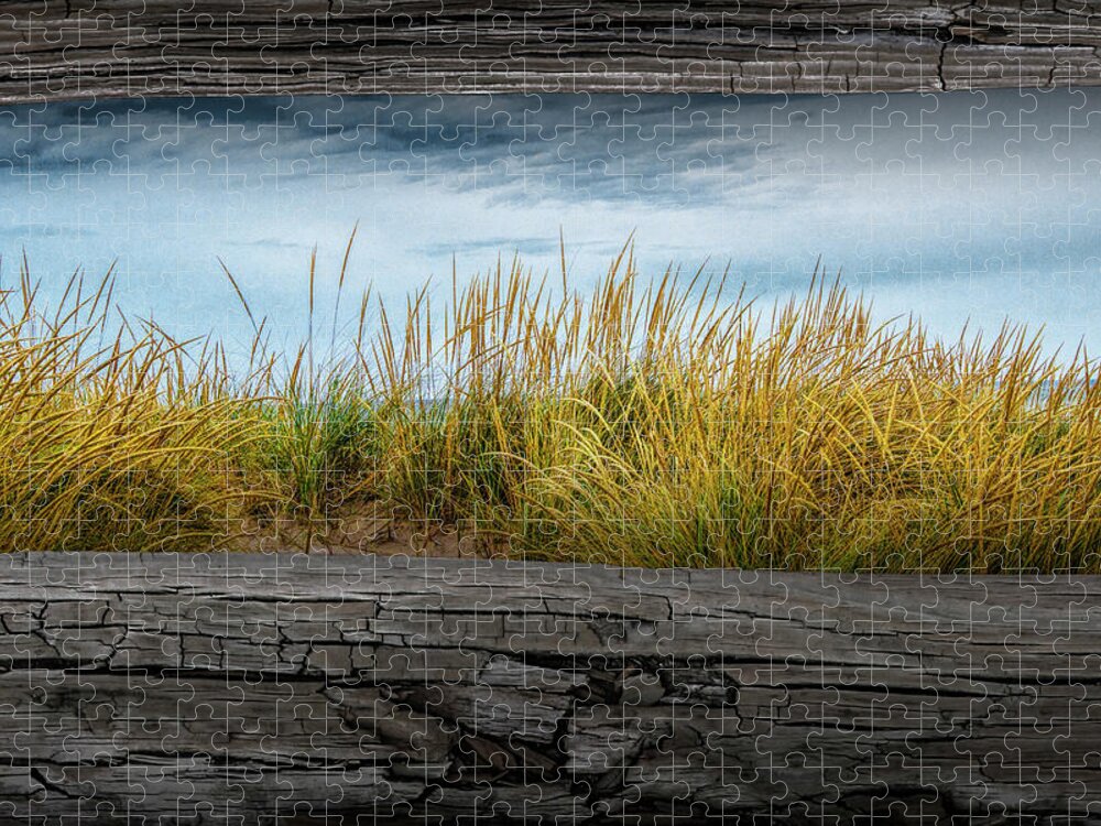 Art Jigsaw Puzzle featuring the photograph Looking at Beach Grass between the Fence Rails by Randall Nyhof