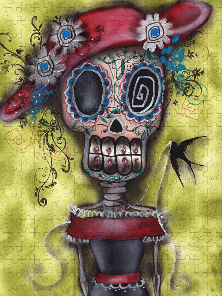 Day Of The Dead Paintings Jigsaw Puzzle featuring the painting Looking for Love by Abril Andrade