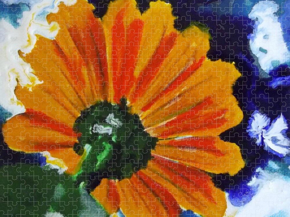 Floral Jigsaw Puzzle featuring the painting Liquid Sky by Cara Frafjord
