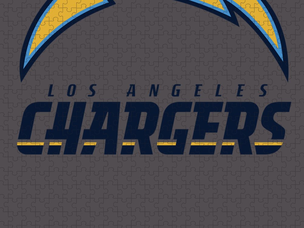 Los Angeles Chargers Jigsaw Puzzle featuring the mixed media Los Angeles Chargers on an abraded steel texture by Movie Poster Prints