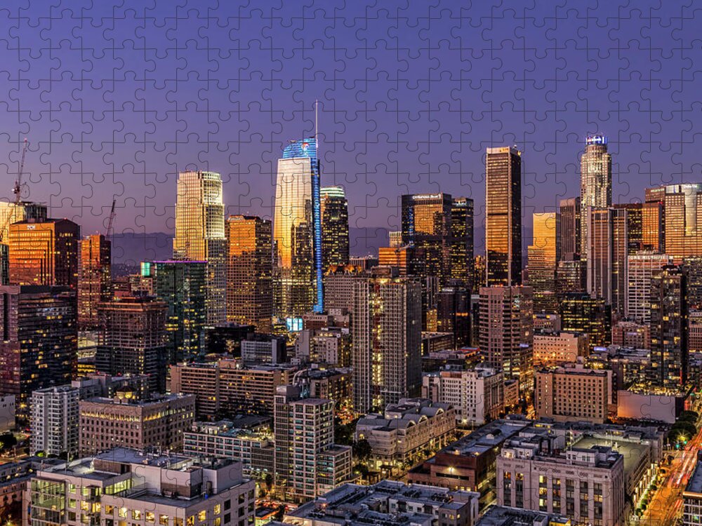 concept Come up with brush Los Angeles Twilight Jigsaw Puzzle by Kelley King - Pixels Merch