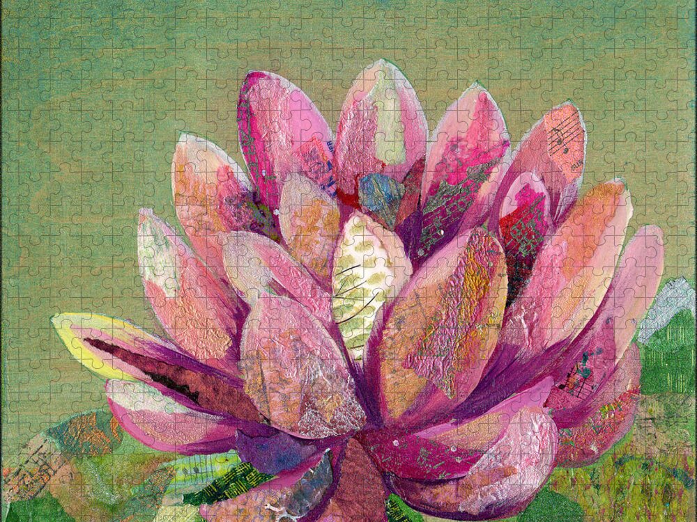 Lotus Jigsaw Puzzle featuring the painting Lotus Series II - 1 by Shadia Derbyshire