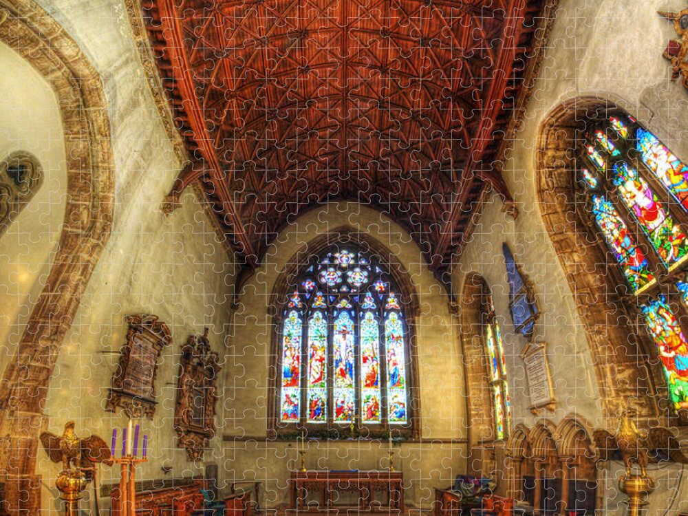Yhun Suarez Jigsaw Puzzle featuring the photograph Loughborough Church - Altar Vertorama by Yhun Suarez