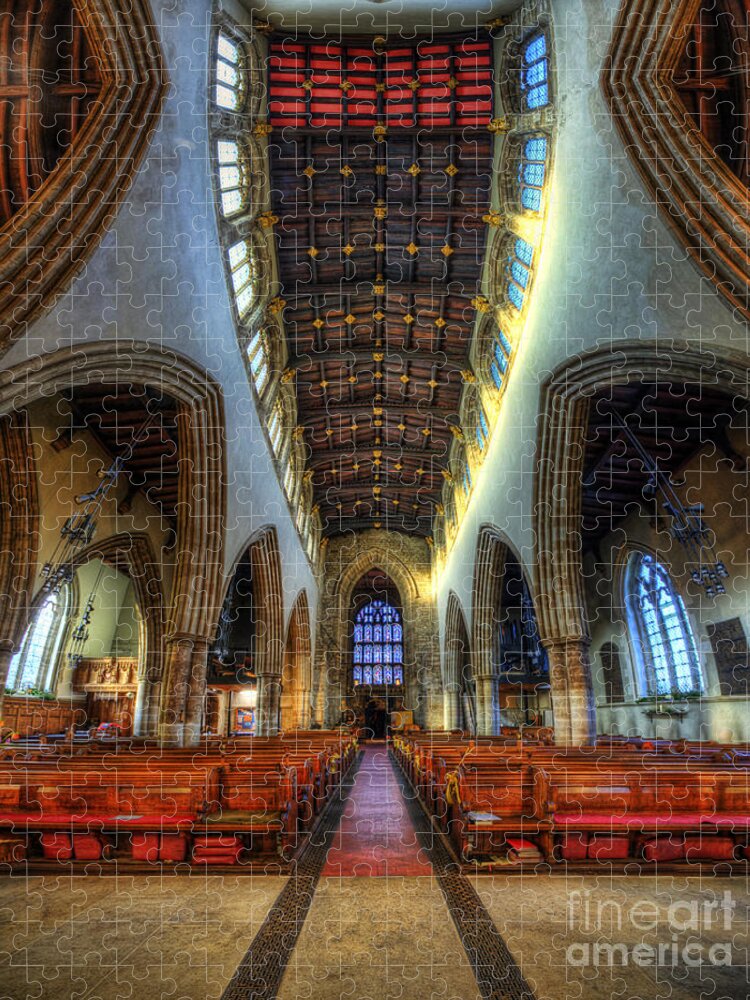 Yhun Suarez Jigsaw Puzzle featuring the photograph Loughborough Church - Nave Vertorama by Yhun Suarez