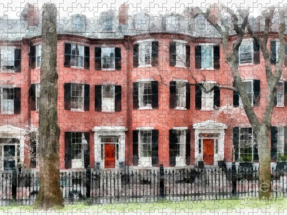 Boston Jigsaw Puzzle featuring the photograph Louisburg Square Beacon Hill Boston by Edward Fielding