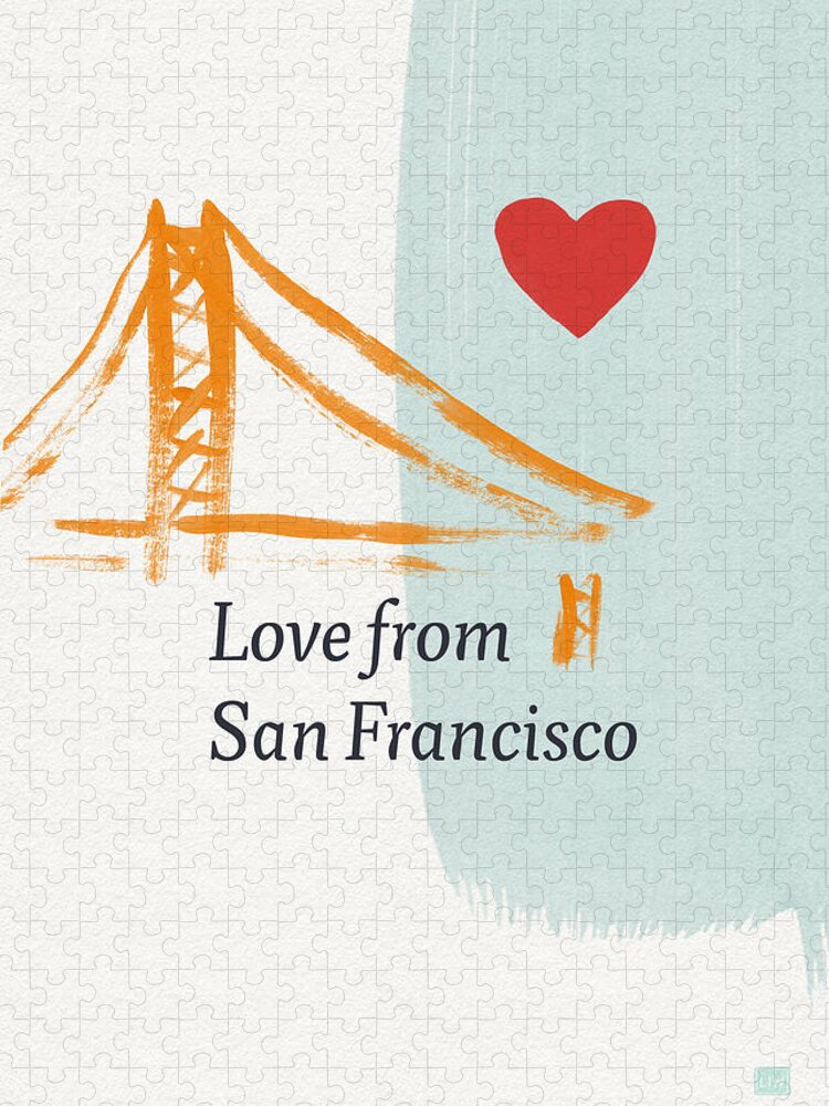 Love Jigsaw Puzzle featuring the painting Love From San Francisco- Art by Linda Woods by Linda Woods