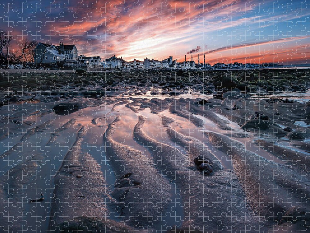 Northport Jigsaw Puzzle featuring the photograph Low Tide Sunset in Northport, New York by Alissa Beth Photography
