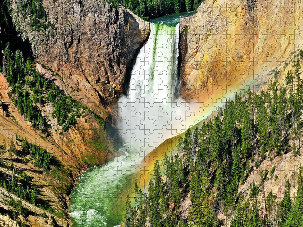 Yellowstone National Park Jigsaw Puzzle featuring the photograph Lower Falls Rainbow by Greg Norrell