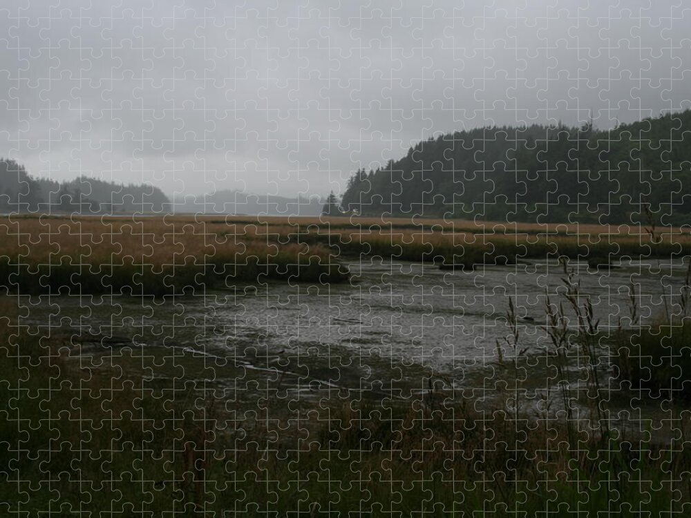 Low Tide Mist Willapa Jigsaw Puzzle featuring the photograph Lowtide Mist Willapa by Dylan Punke