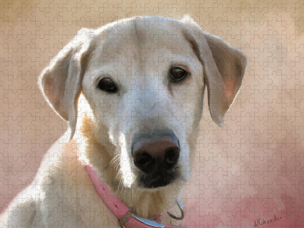 Dog Jigsaw Puzzle featuring the painting Lucy in Pink by Diane Chandler