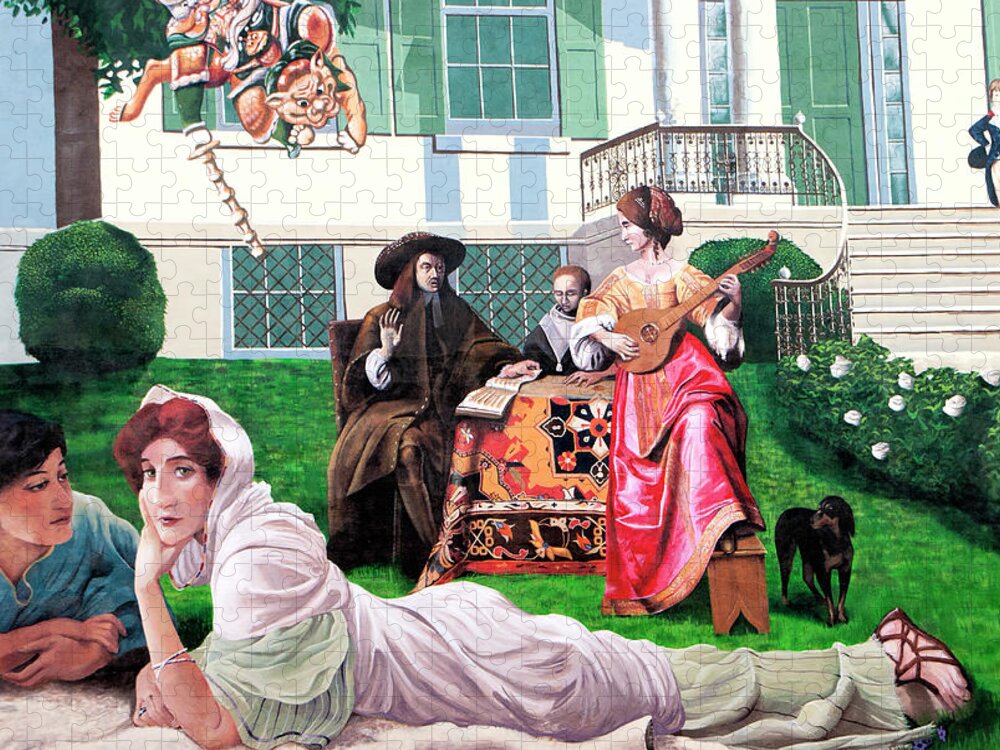 Bellevue Building Mural Panel Two Jigsaw Puzzle featuring the photograph Ludlow Building Mural - Panel Two by Phyllis Taylor