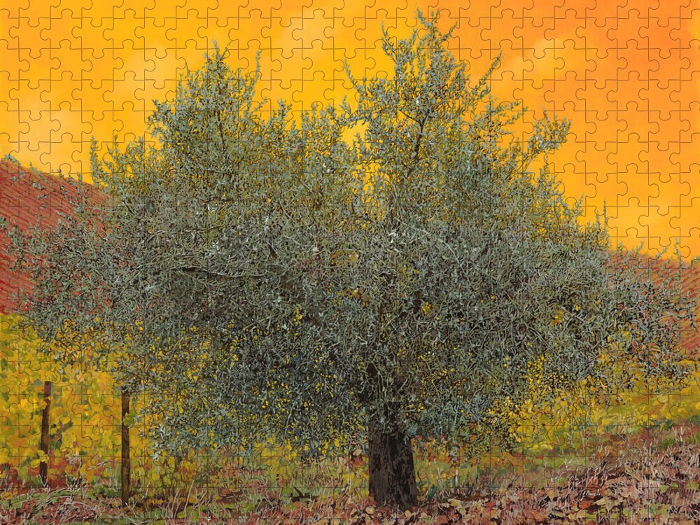 Olive Tree Jigsaw Puzzle featuring the painting L'ulivo Tra Le Vigne by Guido Borelli