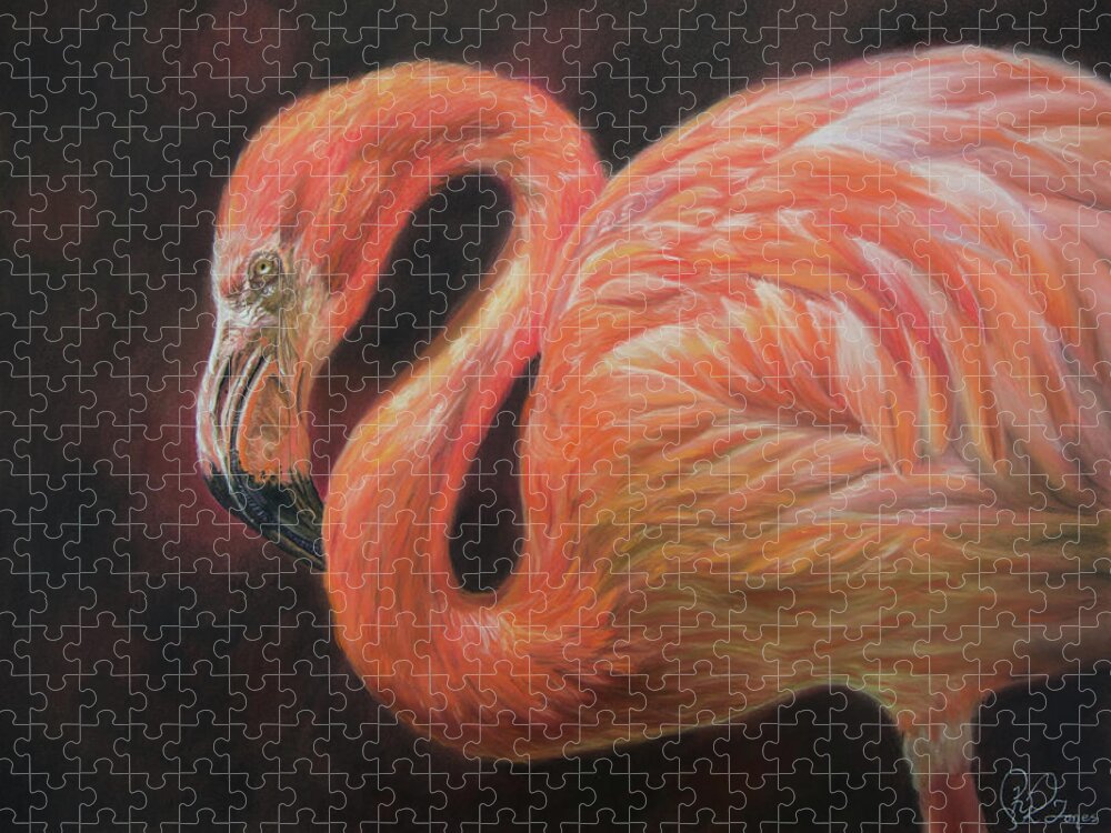 Flamingo Jigsaw Puzzle featuring the pastel Luminescence by Kirsty Rebecca