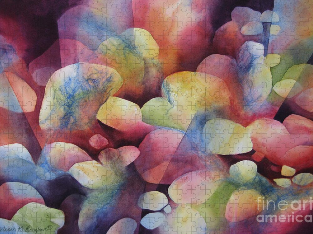 Abstract Jigsaw Puzzle featuring the painting Luminosity by Deborah Ronglien