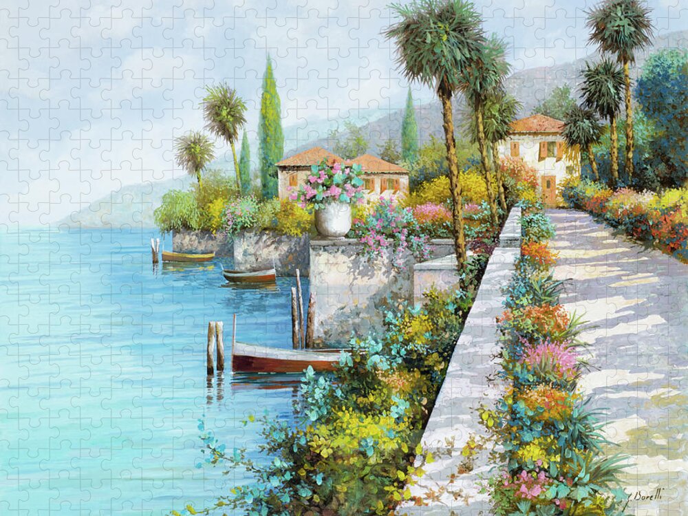 Lake Jigsaw Puzzle featuring the painting Il Lungo Lago by Guido Borelli