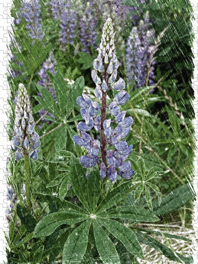  Jigsaw Puzzle featuring the photograph Lupine Charcoal by Cathy Mahnke