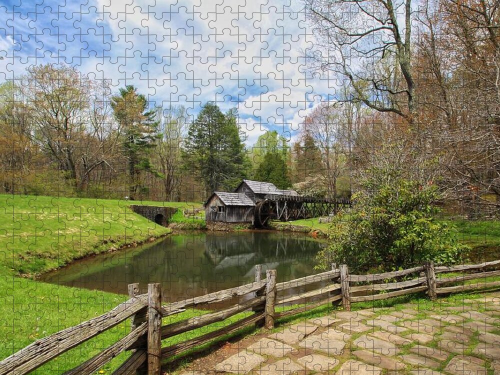 Mabry Mill Jigsaw Puzzle featuring the photograph Mabry Mill in the Spring by Chris Berrier