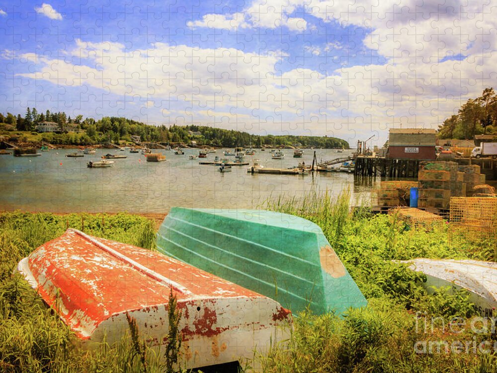 Elizabeth Dow Jigsaw Puzzle featuring the photograph Mackerel Cove Dory and Dinghy  by Elizabeth Dow