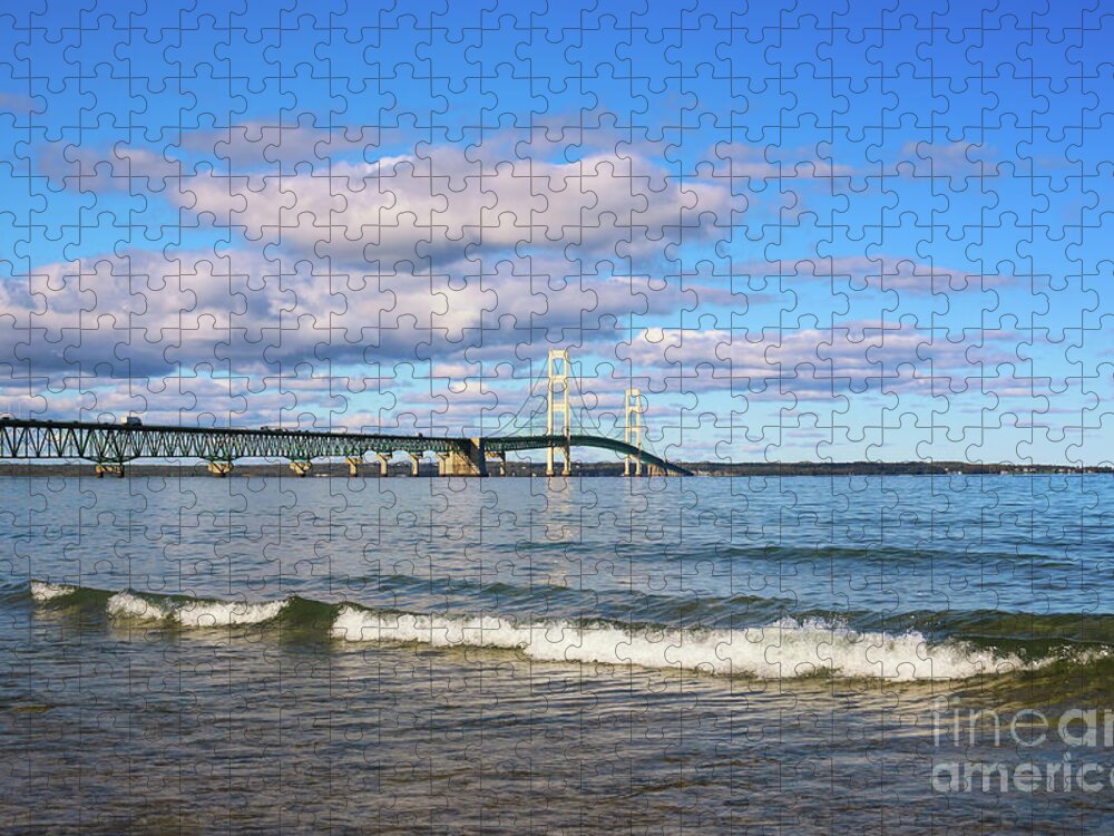 Mackinac Bridge Jigsaw Puzzle featuring the photograph Mackinac Bridge by Rachel Cohen