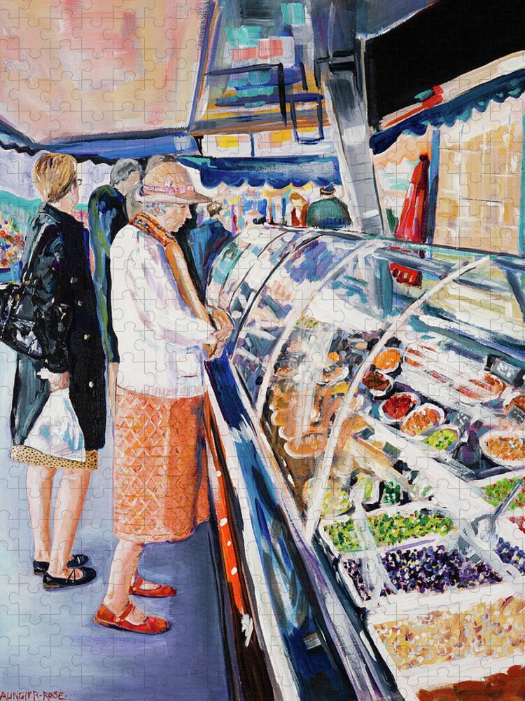 Acrylic Jigsaw Puzzle featuring the painting Madame Masson Goes To Market by Seeables Visual Arts