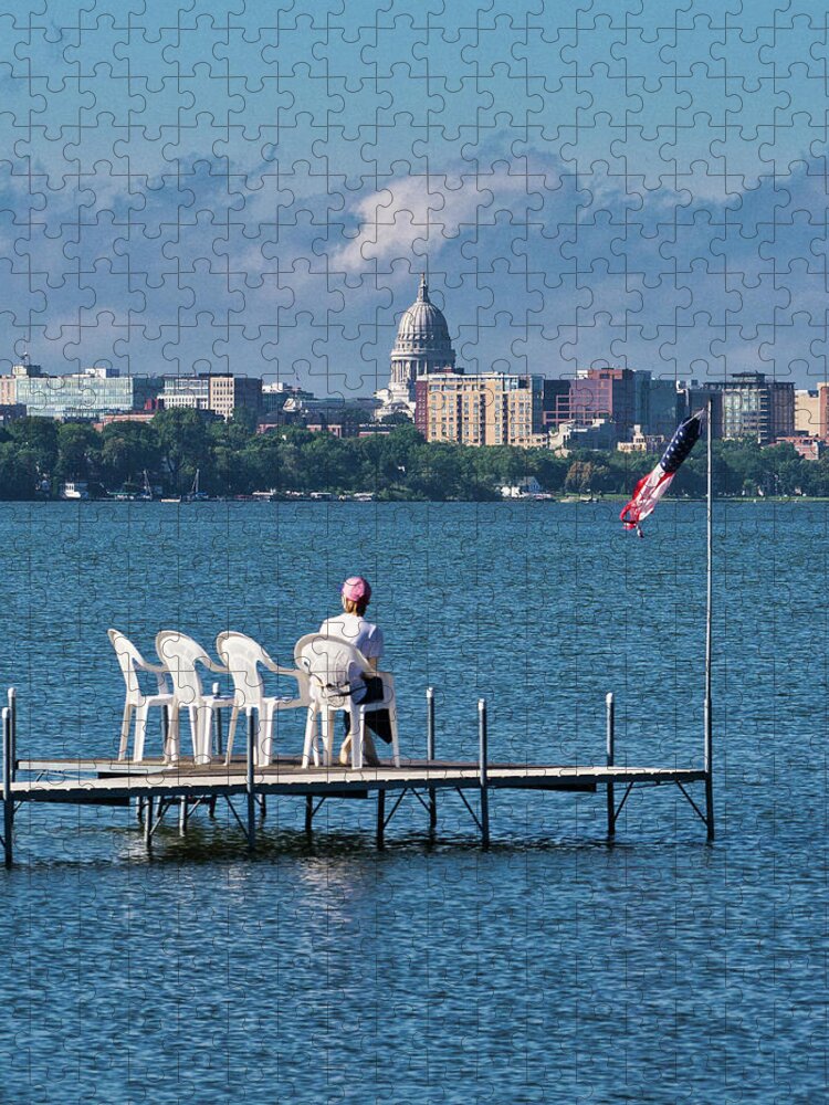 Madison Jigsaw Puzzle featuring the photograph Madison Capitol across Lake Mendota by Steven Ralser