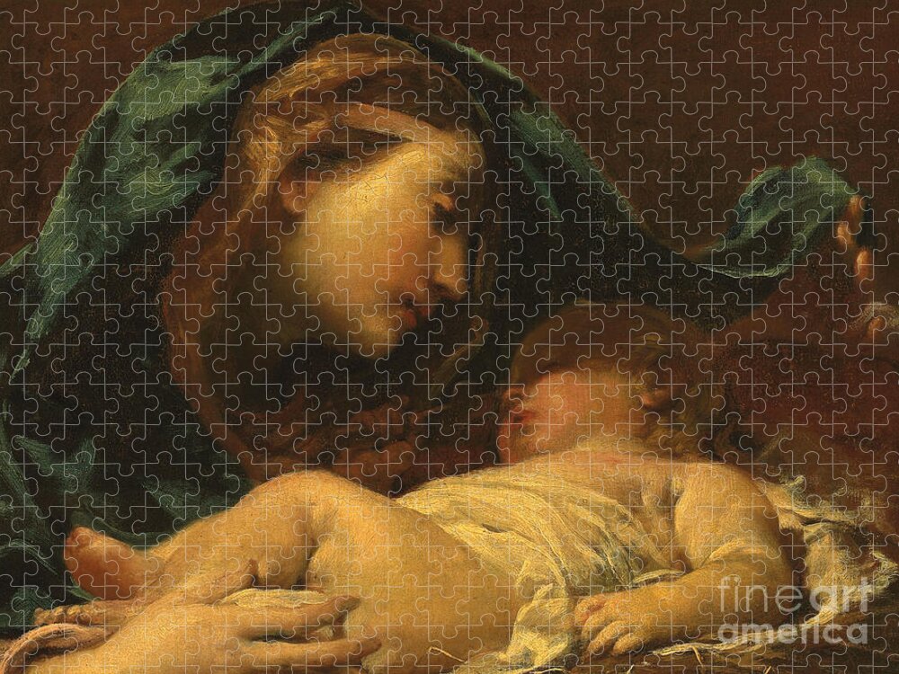 Madonna Jigsaw Puzzle featuring the painting Madonna and Child by Giuseppe Maria Crespi