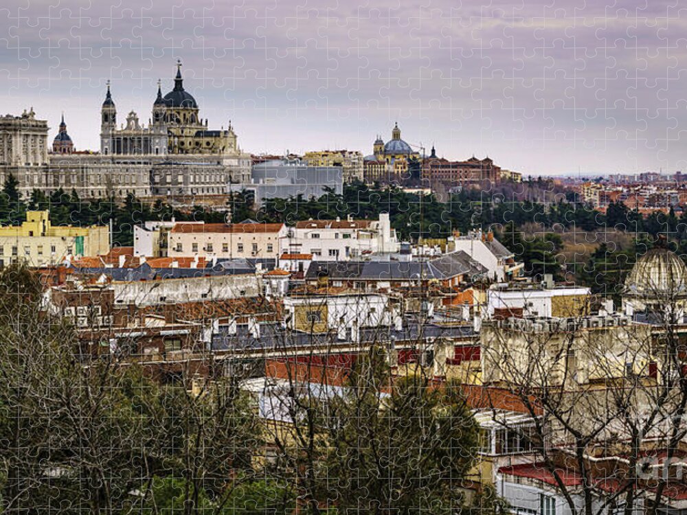 Spain Jigsaw Puzzle featuring the photograph Madrid Panorama from Debod Lookout Madrid Spain by Pablo Avanzini