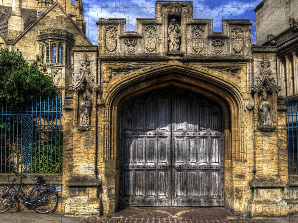 Yhun Suarez Jigsaw Puzzle featuring the photograph Magdalen College Door - Oxford by Yhun Suarez