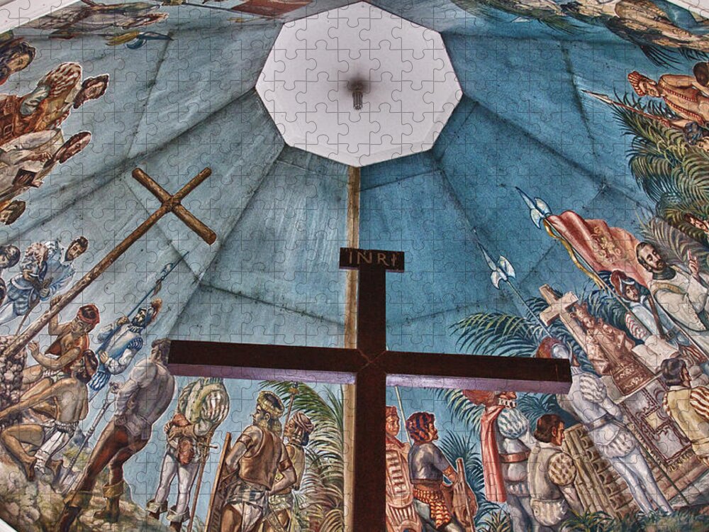 basilica Of San Agustin Jigsaw Puzzle featuring the photograph Magellans Cross Cebu City Philippines by James BO Insogna