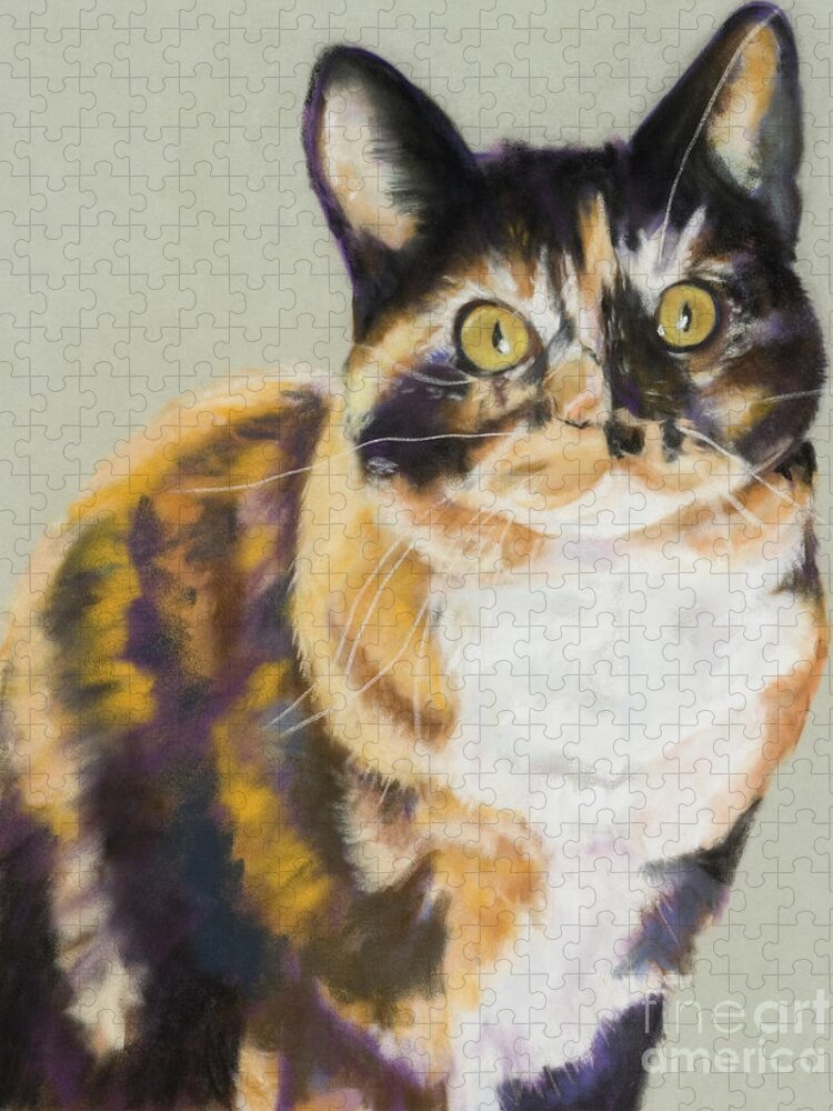 Calico Jigsaw Puzzle featuring the painting Maggie Mae by Pat Saunders-White
