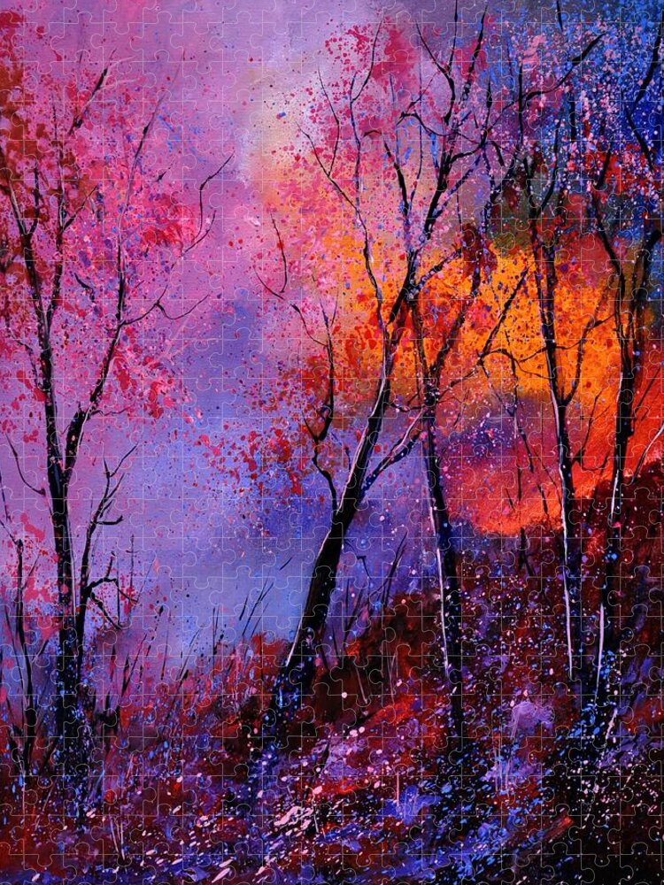 Landscape Puzzle featuring the painting Magic trees by Pol Ledent