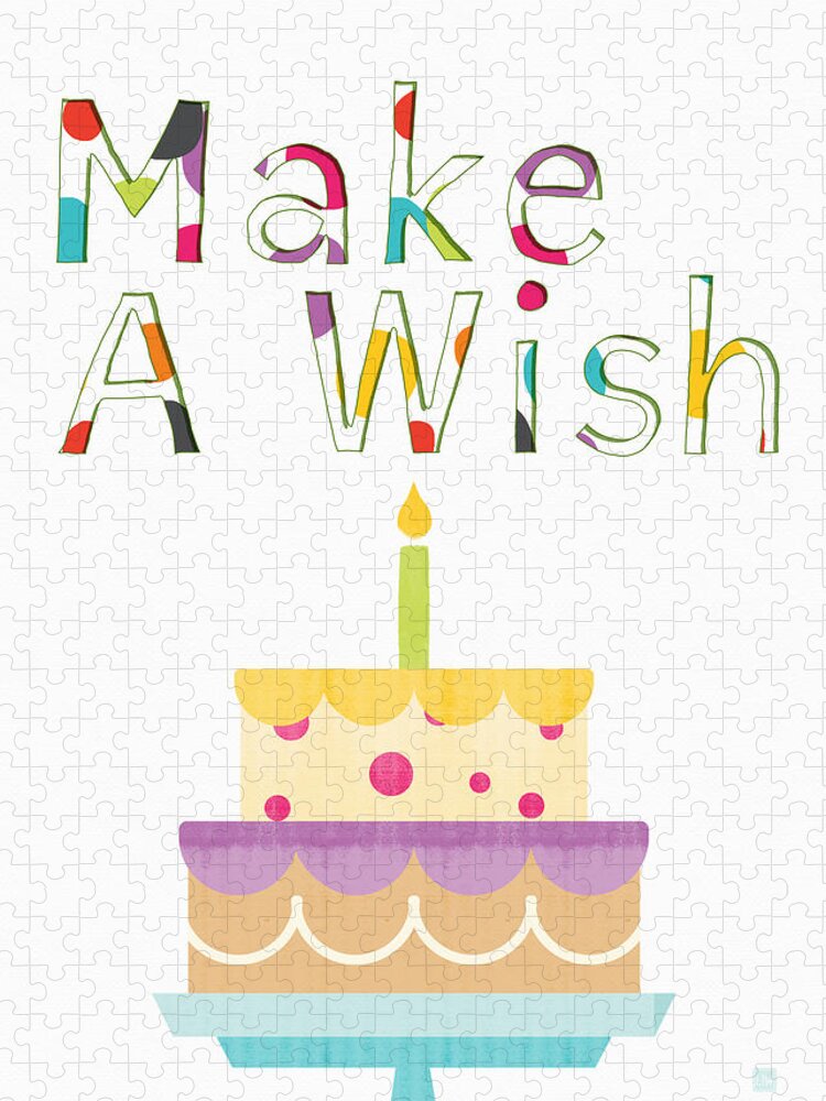 Cake Jigsaw Puzzle featuring the digital art Make a Wish- Art by Linda Woods by Linda Woods