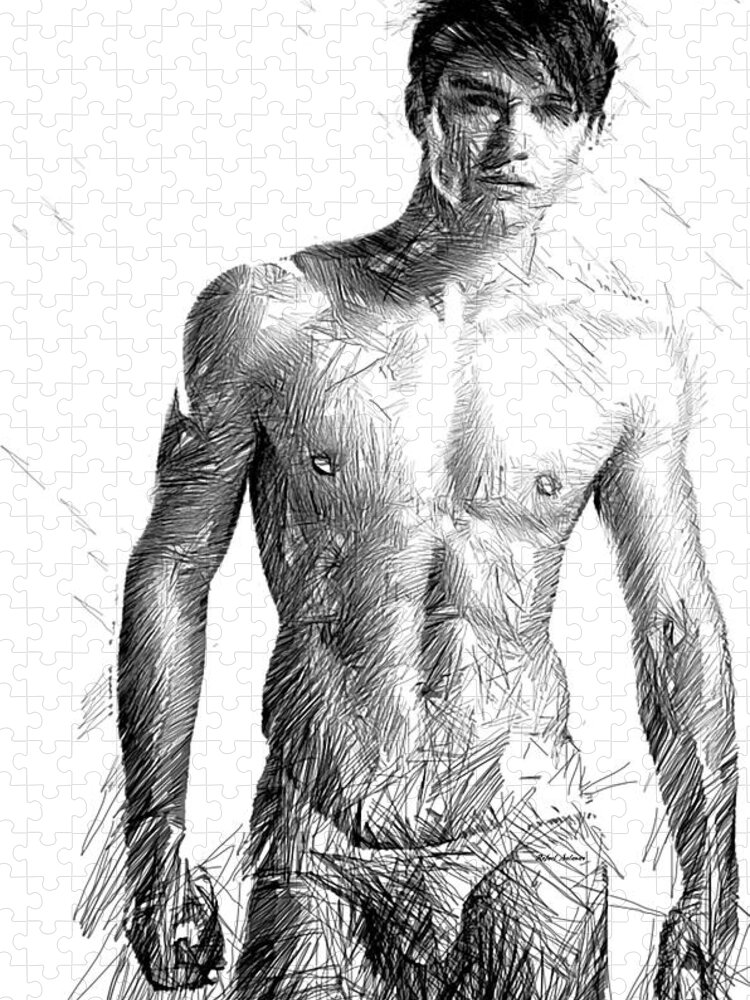 Rafael Salazar Jigsaw Puzzle featuring the digital art Male Model by Rafael Salazar