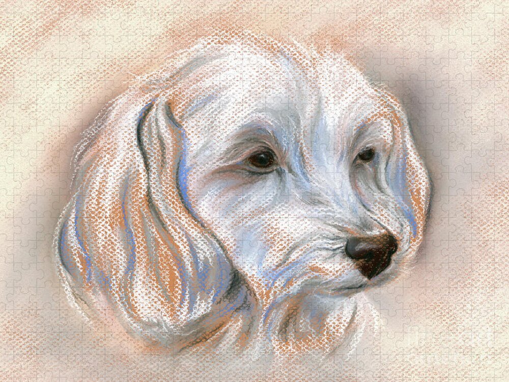 Dog Jigsaw Puzzle featuring the pastel Maltipoo Portrait 2 by MM Anderson