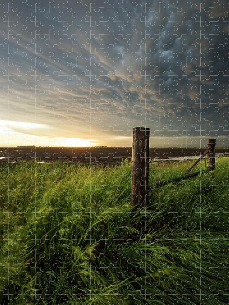 Mammatus Jigsaw Puzzle featuring the photograph Mammatus Sunset by Aaron J Groen