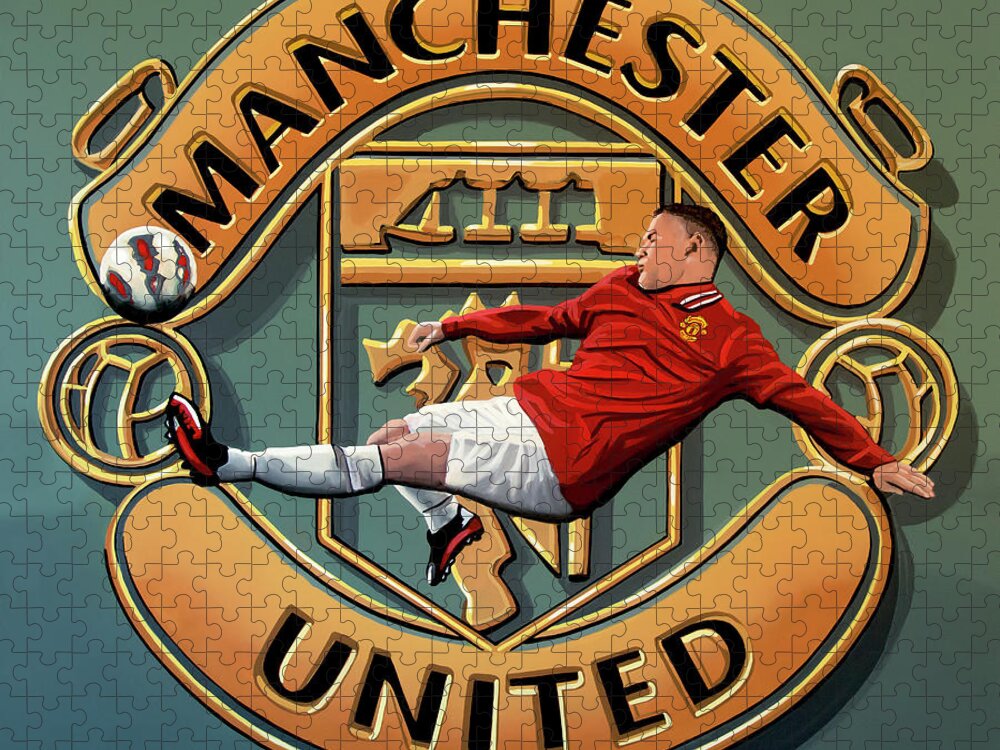 Wayne Rooney Jigsaw Puzzle featuring the painting Manchester United Painting by Paul Meijering