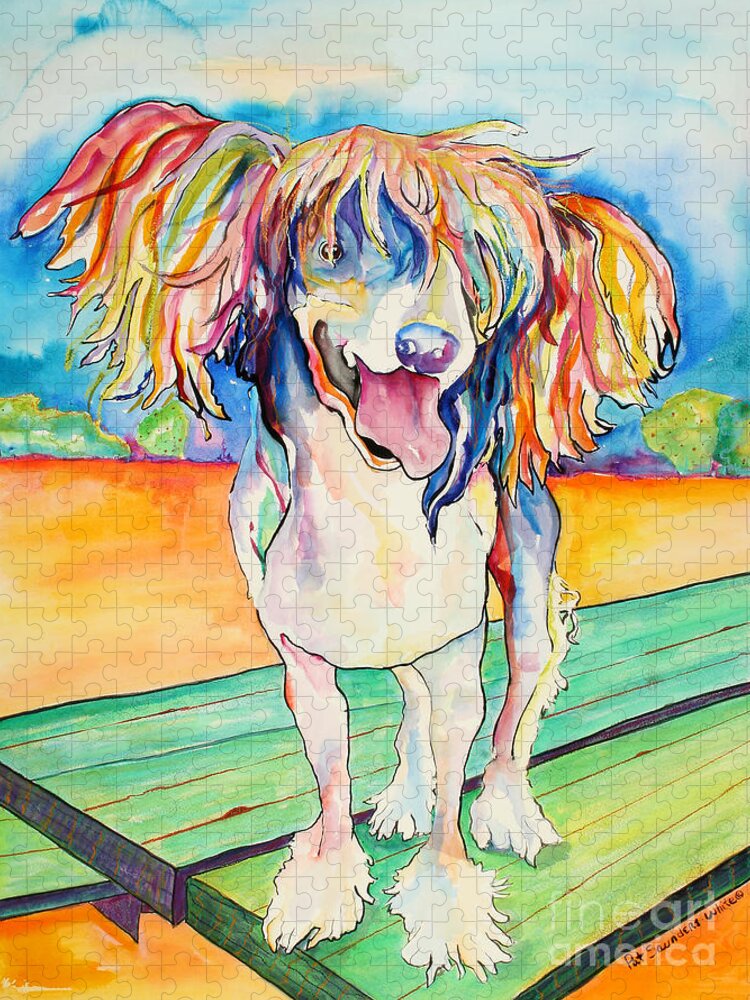 Chinese Crested Jigsaw Puzzle featuring the painting Mango Salsa by Pat Saunders-White