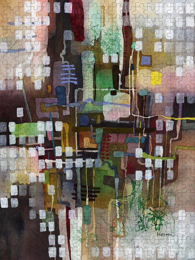 Abstract Jigsaw Puzzle featuring the painting Manifold by Hailey E Herrera