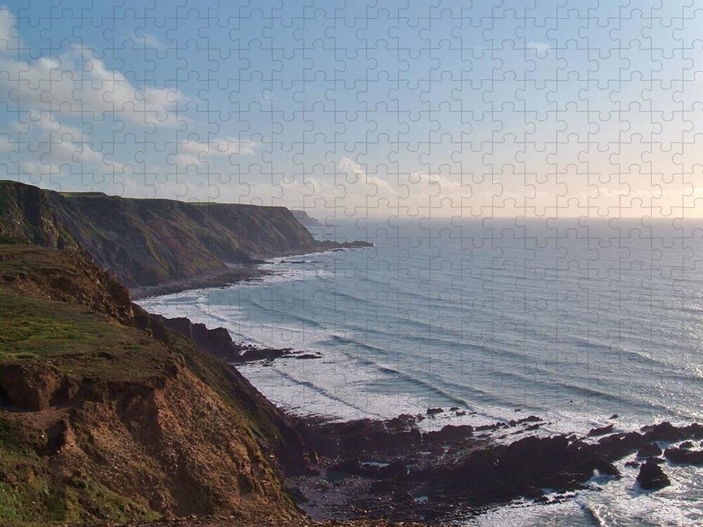 Coast Jigsaw Puzzle featuring the photograph Mansley Cliff And Gull Rock from Longpeak by Richard Brookes