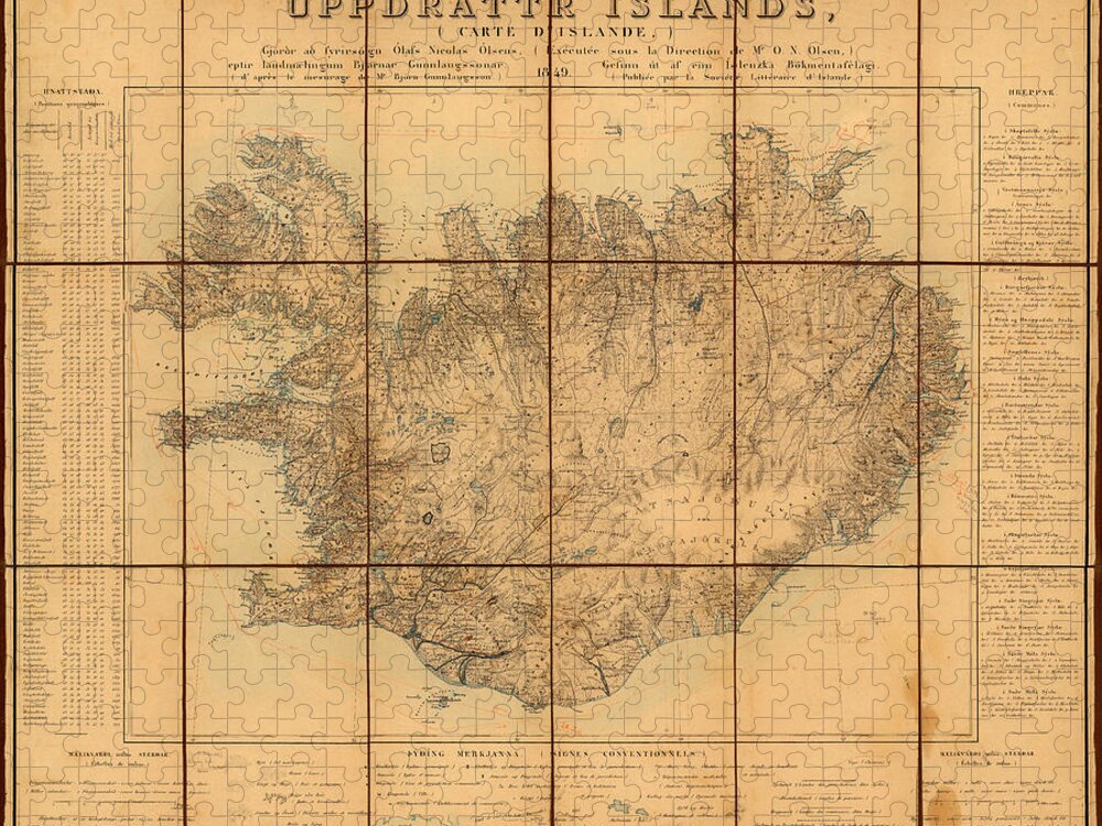 Map Of Iceland Jigsaw Puzzle featuring the photograph Map Of Iceland 1849 by Andrew Fare